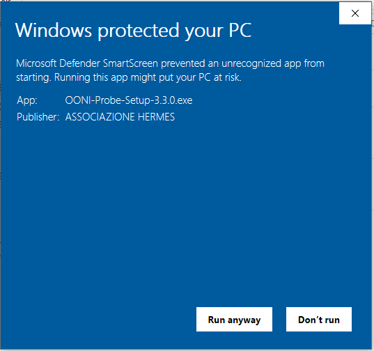 Windows screen on Run anyway Windows screen on Run anyway